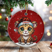 Divertido Amante de Estampa de Leopardo Vermelho B