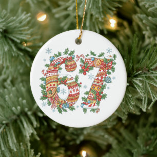 Ornamento De Cerâmica Divertido Seis Sete 67 Meme Brainrot Natal 6 7