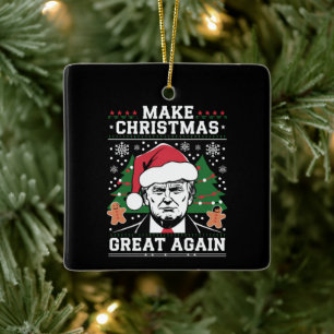 Ornamento De Cerâmica Divertido Trump 2024 Faça o Natal Grande Novamente