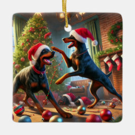 Ornamento De Cerâmica Divertimento de Natal Dobie