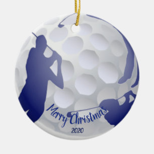 Ornamento De Cerâmica Divertimento Golfing do jogador de golfe do Natal