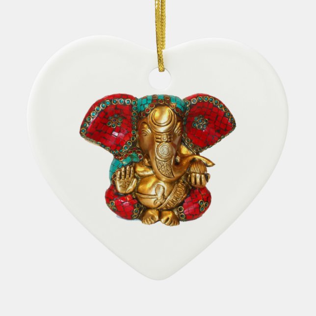 Ornamento De Cerâmica DIWALI felizes - Obrigado GANAPATI Ganesh (Frente)