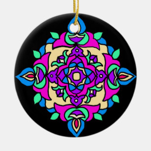 Ornamento De Cerâmica Diwali Ornament com Rangoli Pattern
