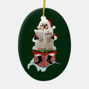 Ornamento De Cerâmica Do "enfeites de natal de Pooper partido" de Papai