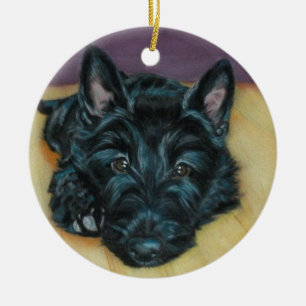 Ornamento De Cerâmica Do "filhote de cachorro do Scottie do Em bebê" -
