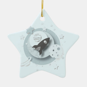 Ornamento De Cerâmica Do "lua do ø Natal bebê" & decoração das estre