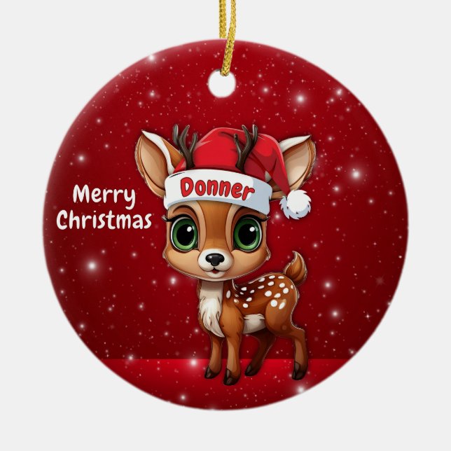 Ornamento De Cerâmica Doador Bebê Cervo, Cervo, Rena🦌 🎄 (Frente)