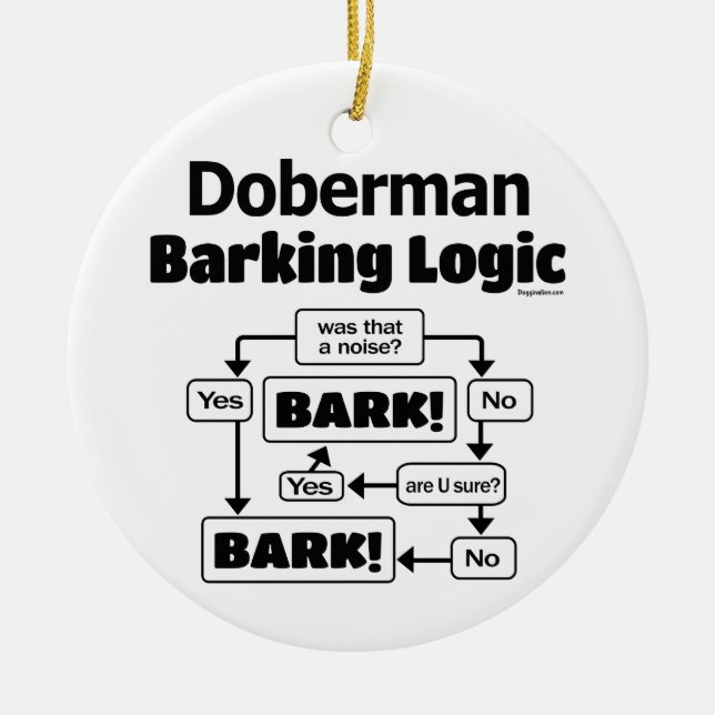 Ornamento De Cerâmica Doberman Barking Logic (Frente)