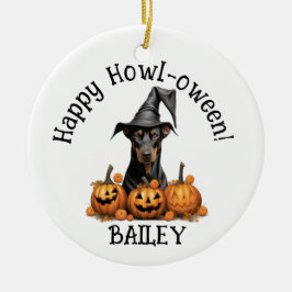 Ornamento De Cerâmica Doberman Dog Halloween