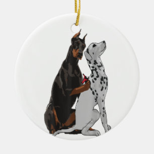Ornamento De Cerâmica Doberman, Moçável, Cujo Cão Dalmático Tatuando