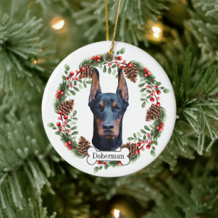 Ornamento De Cerâmica Doberman Pinscher cão