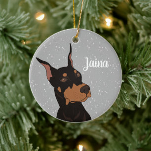 Ornamento De Cerâmica Doberman Pinscher de Natal