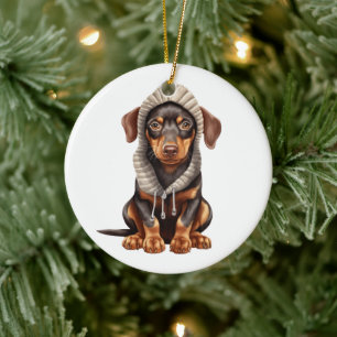 Ornamento De Cerâmica Doberman Pinscher Dog Art Personalizado