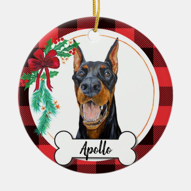 Ornamento De Cerâmica Doberman Pinscher Dog Ornament (Frente)