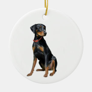 Ornamento De Cerâmica Doberman Pinscher (natural)