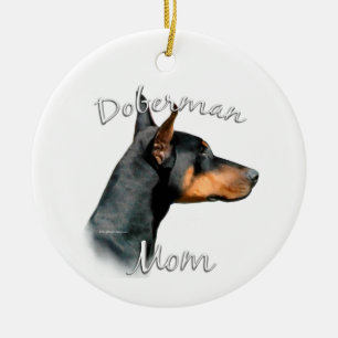 Ornamento De Cerâmica Doberman Pinscher (preto) Mãe 2