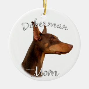 Ornamento De Cerâmica Doberman Pinscher (vermelho) Mãe 2