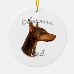 Ornamento De Cerâmica Doberman Pinscher (vermelho) Pai 2