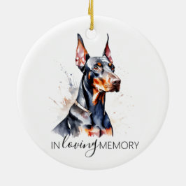 Ornamento De Cerâmica Dobermann memorial aquarela Natal