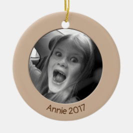 Ornamento De Cerâmica Dobre a foto e o texto feitos sob encomenda