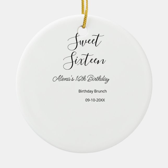 Ornamento De Cerâmica Doce, 16 anos, almoço de 16 anos, nome d (Frente)