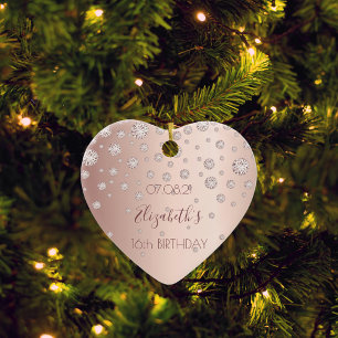 Ornamento De Cerâmica Doce 16 diamantes em rosa