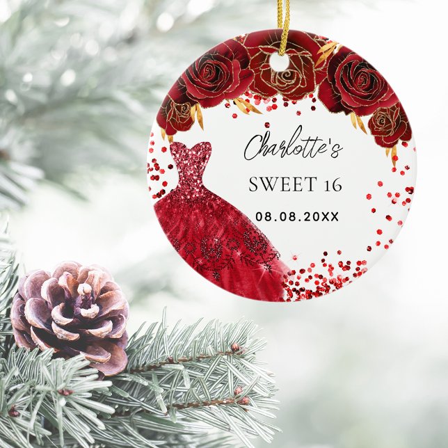 Ornamento De Cerâmica Doce 16 flores vermelhas, brancas (Criador carregado)