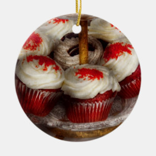 Ornamento De Cerâmica Doce - Cupcake - Cupcakes de veludo vermelho