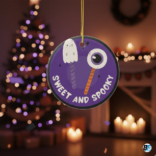 Ornamento De Cerâmica Doce e Assustador - Especial de Halloween
