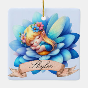 Ornamento De Cerâmica Doce Fantasia Floral Sonhos Doces Fada Adormecida