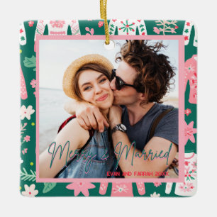 Ornamento De Cerâmica Doce Feio, Primeiro Natal Casado