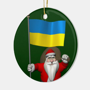 Ornamento De Cerâmica Doce Papai Noel Com Alferes Da Ucrânia