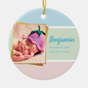 Ornamento De Cerâmica Doce Pastel Baby Boy Foto, Stat