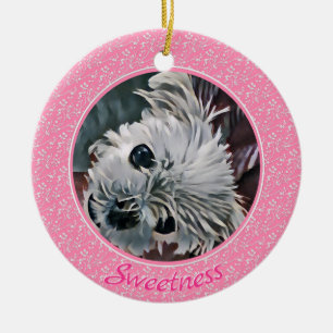 Ornamento De Cerâmica Doce-Rosa-Puppy-Modelo
