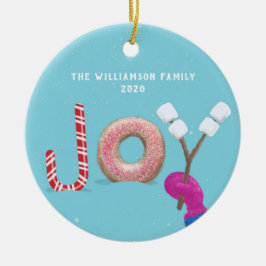 Ornamento De Cerâmica Doce Rosquinha de Natal Joy Candy Azul