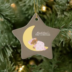 Ornamento De Cerâmica Doce Sonhos Lullaby Garota Bebê Primeiro Natal