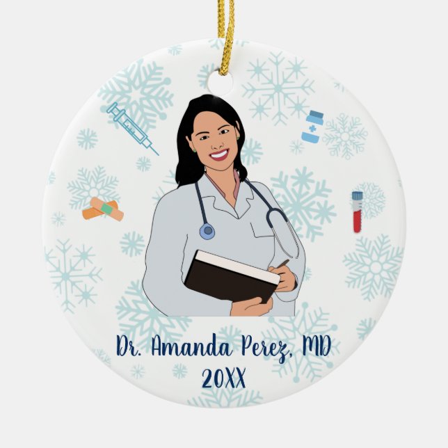 Ornamento De Cerâmica Docente Personalizado Bonito Natal (Frente)