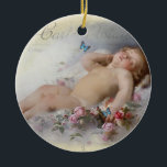 Ornamento De Cerâmica Doces Sonhos<br><div class="desc">Uma pintura muito bonita e encantadora no dominio público de um cherub dormindo em uma nuvem branca. Eu adicionei borboletas,  retoquei a pintura e depois a coloquei sobre um antigo cartão poste francês. © Wicktly Lovely/Julie McIver</div>
