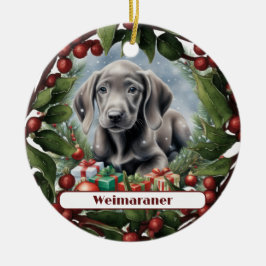 Ornamento De Cerâmica Docinho Weimaraner - Natal Personalizado