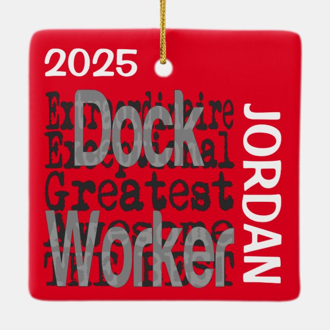 Ornamento De Cerâmica Dock Worker Extraordinaire CUSTOM (Verso)