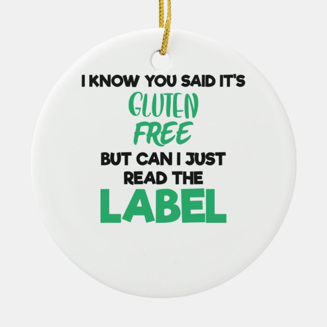 Ornamento De Cerâmica Doença Celielefônica Leia Livre O Rótulo Glúten I (Frente)