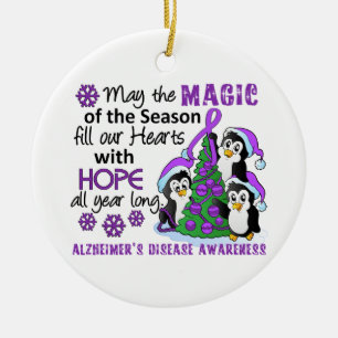 Ornamento De Cerâmica Doença de Alzheimer dos pinguins do Natal