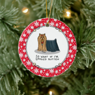 Ornamento De Cerâmica Dog Cute mimado de Rotten Yorkshire Terrier (Yorki