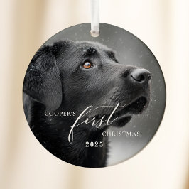 Ornamento De Cerâmica Dog First Christmas Script Ornament