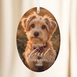 Ornamento De Cerâmica Dog First Christmas Script Ornament
