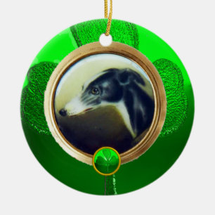 Ornamento De Cerâmica DOG PORTRAITS /Irish Greyhound Dourado Modelo de F
