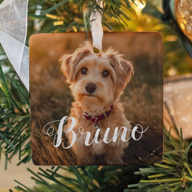 Ornamento De Cerâmica Dog Simple Name Christmas Script Ornament (Criador carregado)
