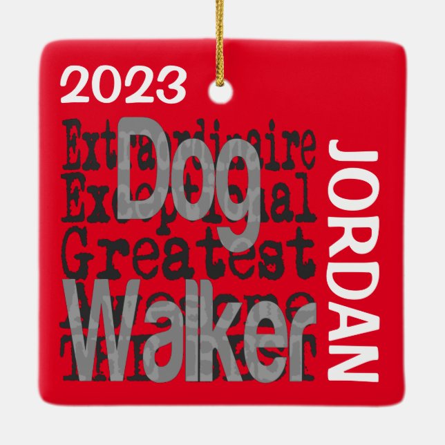 Ornamento De Cerâmica Dog Walker Extraordinaire CUSTOM (Verso)
