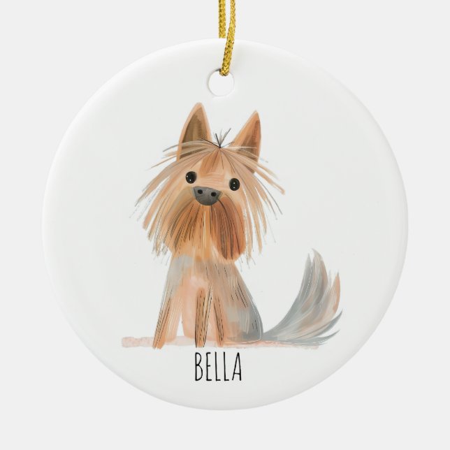 Ornamento De Cerâmica Doggy Christmas Ornament (Frente)