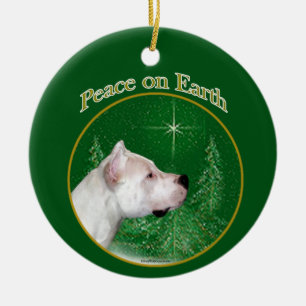 Ornamento De Cerâmica Dogo Argentino Peace